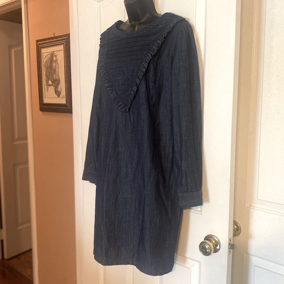 “ELOQUII” Denim Chambray PinTuck Bib Dress - Picture 7 of 14